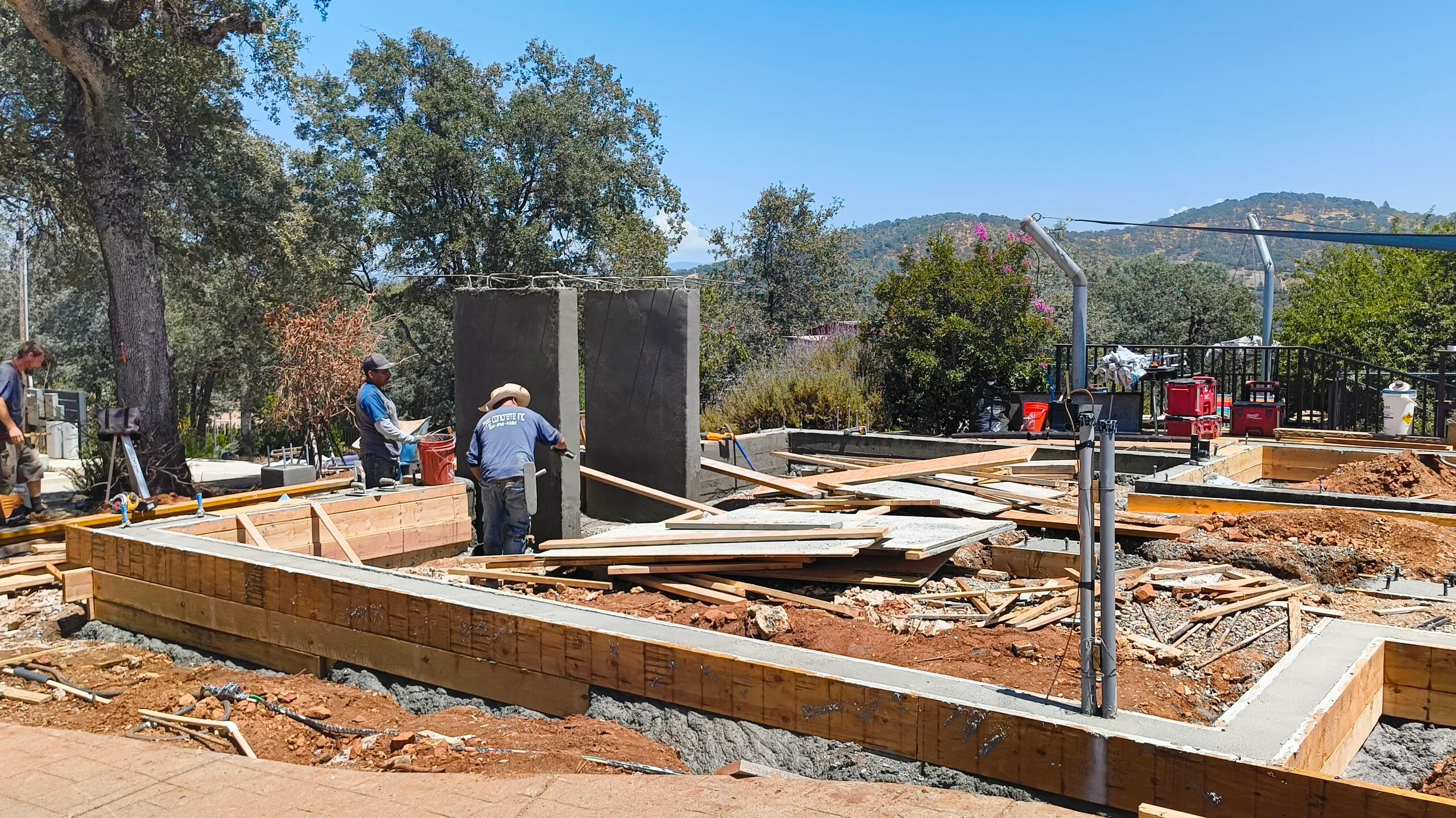 CCI Builders crew forming foundation stem walls on a foothill job site in El Dorado County